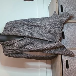 Canary by Anthro Ribbed Knit Open Front Grey Wool Cardigan